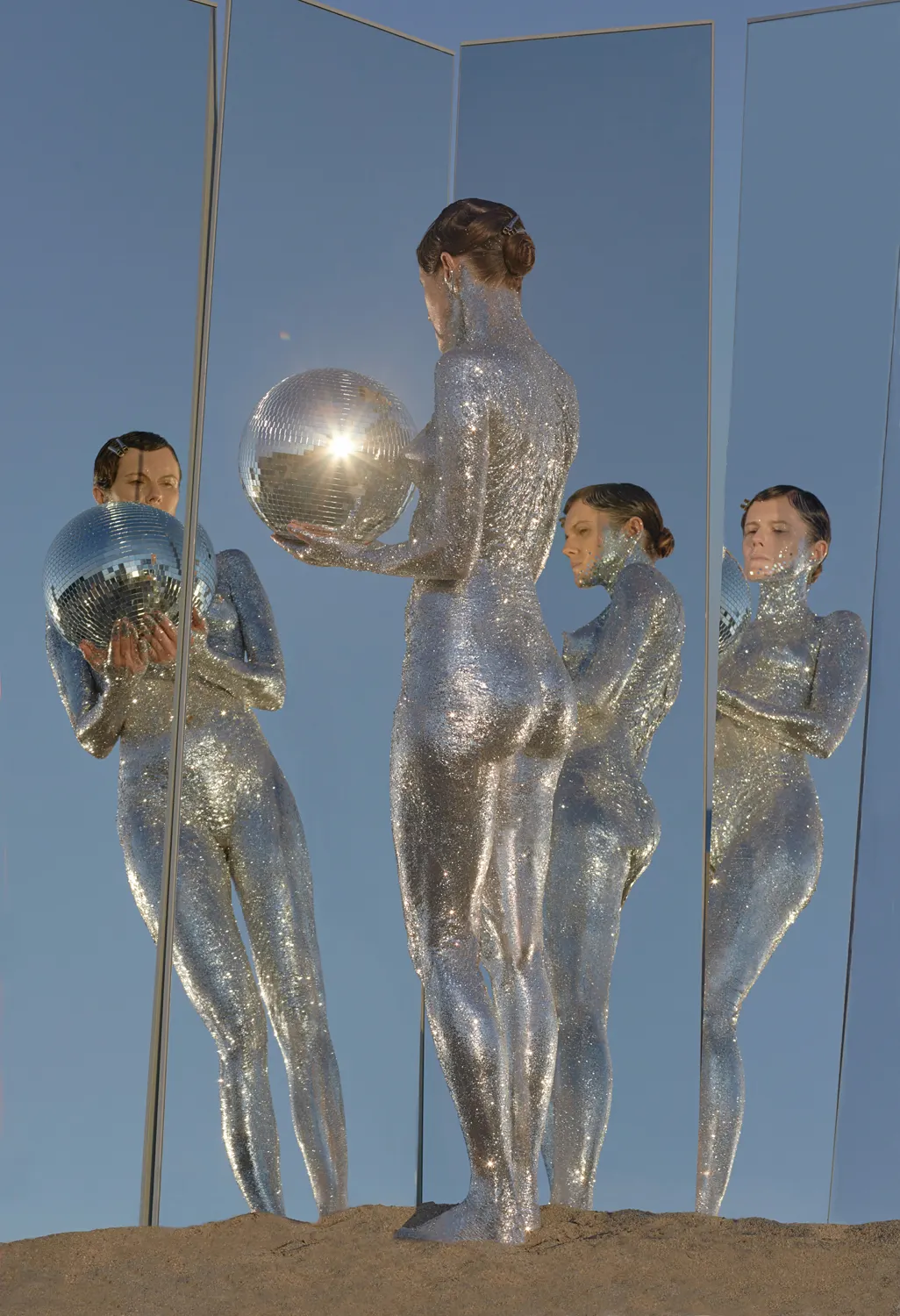 The Birth Of A Discoball story photographed by Julia Buruleva, makeup and hair by Anastasiia Babii